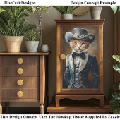 Chic Tabby Cat Grijs Victoriaans Outfit CF6 Decoup Tissuepapier