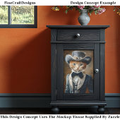 Chic Tabby Cat Grijs Victoriaans Outfit CF6 Decoup Tissuepapier