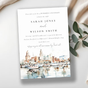 Chic Tampa Florida Skyline Wedding Jubileum Kaart