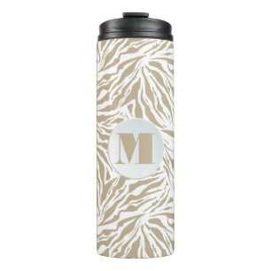 Chic Tan Animal Print Monogramed Thermosbeker