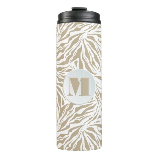 Chic Tan Animal Print Monogramed Thermosbeker (Voorkant)