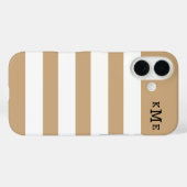 Chic Tan en witte strepen met zwart monogram Case-Mate iPhone Case (Achterkant (horizontaal))