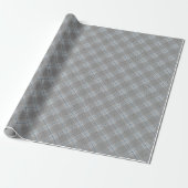 Chic Tartan Blue Grey Black Pattern Cadeaupapier (Uitgerold)