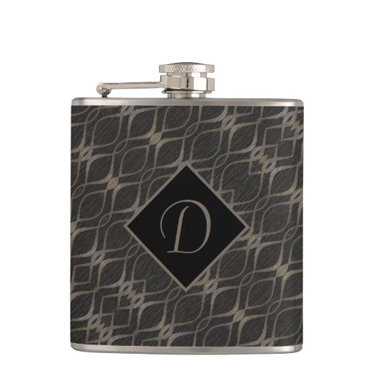 Chic Taupe Abstract Pattern Monogrammed Heupfles (Voorkant)