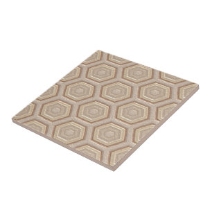Chic Taupe Beige Tan Brown Honeycomb Mosaic Art Tegeltje