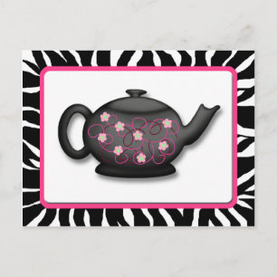 Chic Tea Time Zebra Print Recipcard Briefkaart