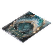 Chic Teal Green Gold Glitter Personalized Notebook Notitieboek (Linkerzijde)