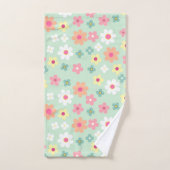 Chic teal & orang pink cute floral pattern (Serviette à main)