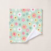 Chic teal & orang pink cute floral pattern (Gant de toilette)