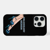 Chic Teal Polka Dot High Heels & Quote iPhone Case (Verso Horizontal)