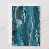 Chic Teal Rose Gold Agate Wedding Kaart (Achterkant)