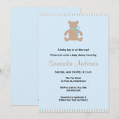 Chic Teddy Bear Baby shower Invitation - Boy Kaart (Voorkant / Achterkant)
