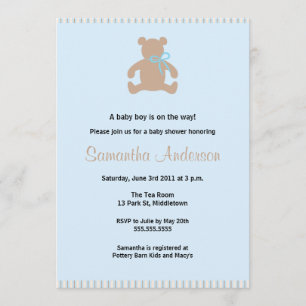Chic Teddy Bear Baby shower Invitation - Boy Kaart
