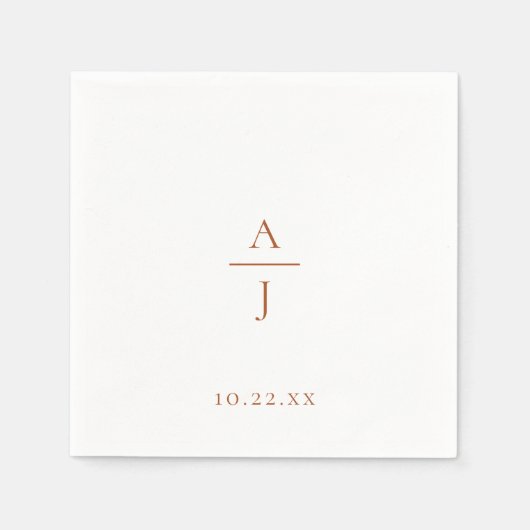 Chic Terra Cotta Monogram Wedding Napkins Servet (Voorkant)