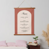 Chic Terracotta Arch Lijst Script Wedding Menu Hangend Wandkleed (Slaapkamer)