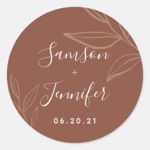 Chic Terracotta avec Sticker Mariage feuille