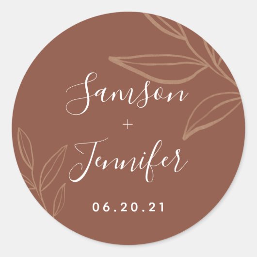 Chic Terracotta avec Sticker Mariage feuille (Devant)