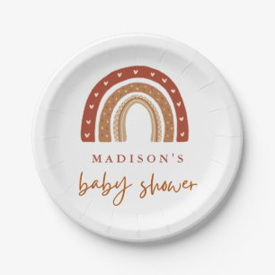 Chic Terracotta Boho Rainbow Baby shower Papieren Bordje