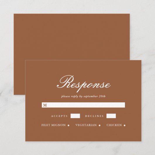 Chic Terracotta Wedding RSVP-kaart RSVP Kaartje (Voorkant / Achterkant)