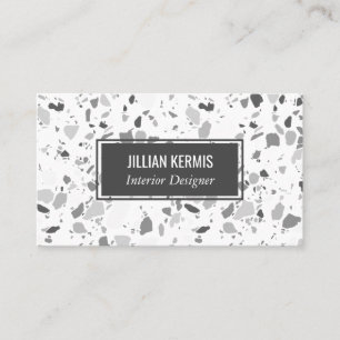 Chic terrazzo elegant grayscale black grijs wit visitekaartje