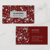 Chic terrazzo elegant grayscale red grijs visitekaartje (Voorkant / Achterkant)