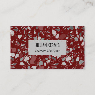 Chic terrazzo elegant grayscale red grijs visitekaartje