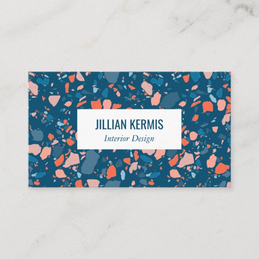 Chic terrazzo elegant roze blauw CUSTOM Visitekaartje (Voorkant)