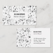 Chic terrazzo elegant visitekaartje grayscale (Voorkant / Achterkant)