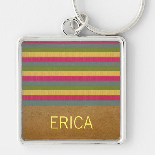 Chic Textured Stripes Sleutelhanger (Voorkant)