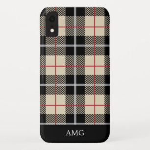 Chic Thompson Camel Tartan Plaid Monogram iPhone XR Hoesje