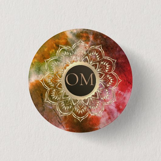 Chic Tie Dye OM Mandala Ronde Button 3,2 Cm (Voorkant)