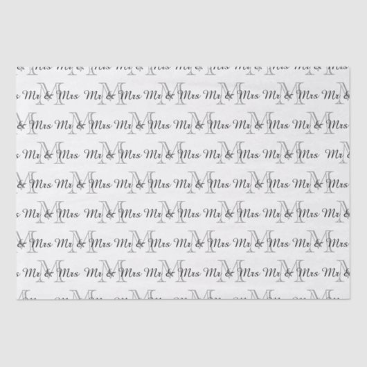 CHIC TISSUE PAPER_"Mr & Mrs." TEKST OVER MONOGRAM Tissuepapier (Voorkant)