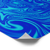 Chic Tons De Bleu Liquide Art Poster Abstrait (Coin)