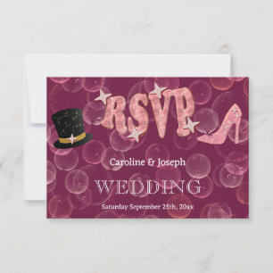 Chic Top Hat & Lady Shoe Bubbly RSVP Mariage