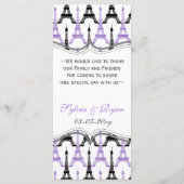 Chic Tour Eiffel Purple Personnalisé Cartes Menu (Dos)