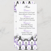 Chic Tour Eiffel Purple Personnalisé Cartes Menu (Devant / Derrière)