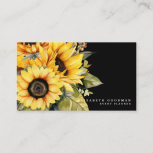 Chic tournesol jaune Cartes de visite noirs