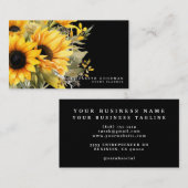 Chic tournesol jaune Cartes de visite noirs (Devant / Derrière)