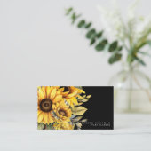 Chic tournesol jaune Cartes de visite noirs (Debout devant)