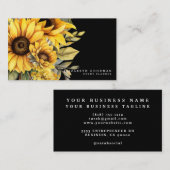 Chic tournesol jaune Cartes de visite noirs (Devant / Derrière)