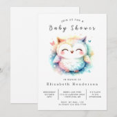 Chic Trees Owl Baby shower Kaart (Voorkant / Achterkant)