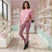 Chic Trendy Black roze luipaard afdrukken Leggings