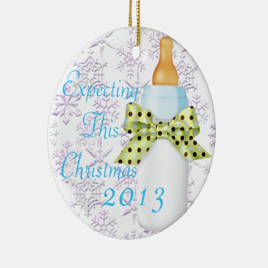 Chic Trendy Blue verwacht deze kerstversiering Keramisch Ornament (Rechts)