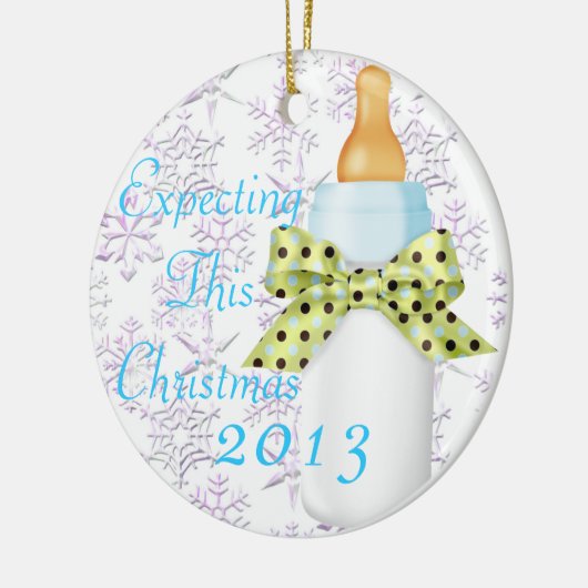Chic Trendy Blue verwacht deze kerstversiering Keramisch Ornament (Links)