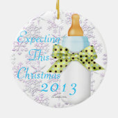 Chic Trendy Blue verwacht deze kerstversiering Keramisch Ornament (Achterkant)