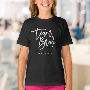 Chic Trendy Borstel Witte Script Team Bruid T-shirt