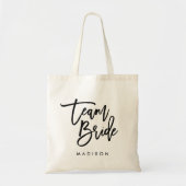 Chic Trendy Brush Black Script Team Bride Tote Bag (Voorkant)