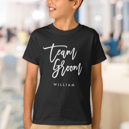 Chic Trendy Brush White Script Team Groom T-shirt