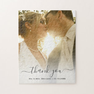 Chic Trendy Classic Bride and Groom Wedding Photo Legpuzzel