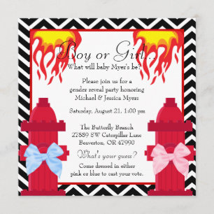 Chic Trendy Fire Fighter Chevron Gender onthulling Kaart